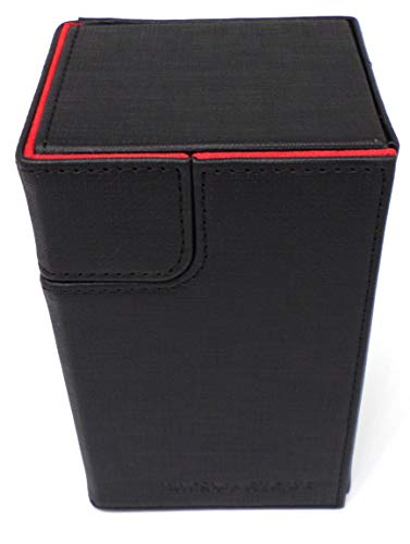 docsmagic.de Premium Magnetic Tray Box (80) Black/Red + Deck Divider - MTG PKM YGO - Caja Negra/Roja