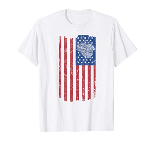 Dragón Barbudo Bandera Americana Vintage Reptil Lagarto Retr Camiseta