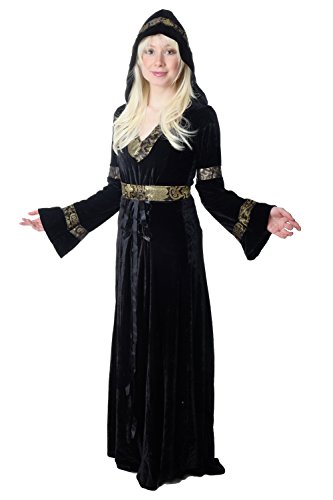 dressmeup - K50/46 Disfraz Mujer Vestido Largo Noble Hada Cuentos Medieval Negro Cosplay K50 Talla: 46/ XL