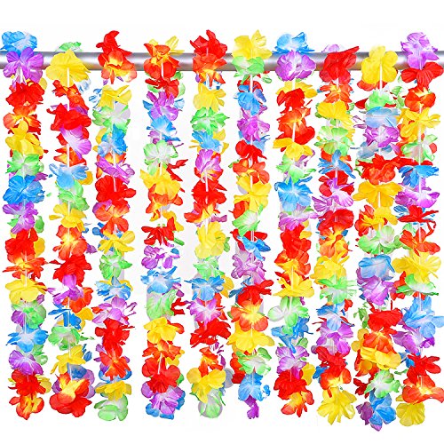 Eboot - Collar hawaiano de flores, fiesta en la playa, multicolor , color/modelo surtido