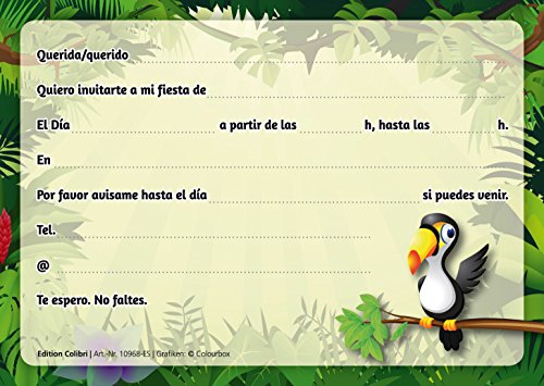 Edition Colibri 10 Invitaciones en español “Animales del ZOOLÓGICO“: Juego de 10 Invitaciones para el cumpleaños Infantil en el zoológico / Parque Safari / casa en el Bosque lluvioso (10968 ES)