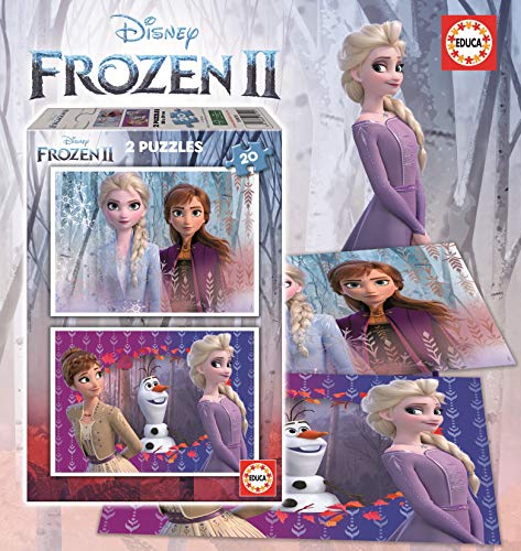 Educa Borrás 2 puzzles infantiles, 20 piezas, Frozen II, a partir de 36 meses, color variado, 2 x 20 (18109) , color/modelo surtido