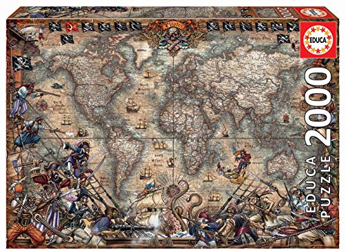 Educa Borras - Genuine Puzzles, Puzzle 2.000 piezas, Mapa de piratas (18008)