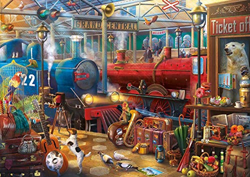 Educa Borras - Serie Enigmatic, Puzzle 500 piezas, Estación de tren: un enigma en cada rincón de la imagen (18481)