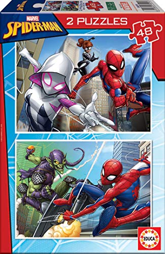 Educa Spider-Man, 2 Puzzles infantiles de 48 piezas, a partir de 4 años (18099)