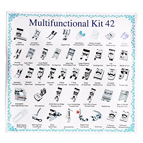 Eleoption Kit de máquina de coser con prensatelas multifuncional (Pack de 42)
