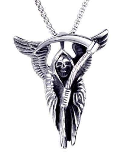 Enchanted Apparel Figura de cráneo del diablo de la muerte de muerte de acero inoxidable