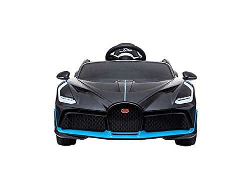 ES-TOYS Coche eléctrico niños Bugatti Divo, Asiento de Cuero, EVA, Pintado, Mp3, Color:Negro