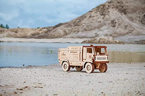 EWA Eco-Wood-Art Camión de Carreras 5309RR-Rompecabezas mecánico 3D de Madera-Rompecabezas para Adultos y Adolescentes-Montaje sin pegamento-278 Piezas-Escala 1:30, Color Naturaleza (MAZ 5309RR)
