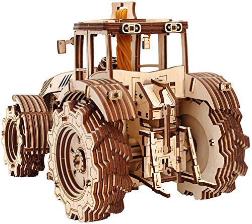 EWA Eco-Wood-Art Traktor Tractor 3D mecánico de Madera-Rompecabezas para Adultos y Adolescentes-Montaje sin pegamento-358 Piezas, Color Naturaleza