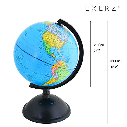 Exerz 20cm Educativo Globo Girable/Globo terráqueo - Diámetro 20cm (Inglés)