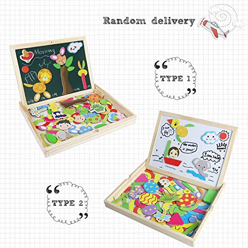 Fajiabao Rompecabezas Caja de Madera Magnética de Tablero Educativo Pizarra Juguete Puzzles para Niños de 3 Años + (Tipo 1)
