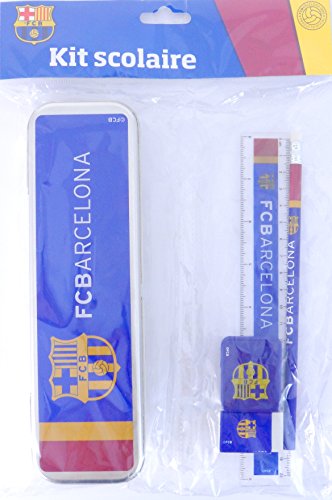 FC Barcelona - Conjunto escolar (incluye: sacapuntas, regla, goma), diseño del FC Barcelona