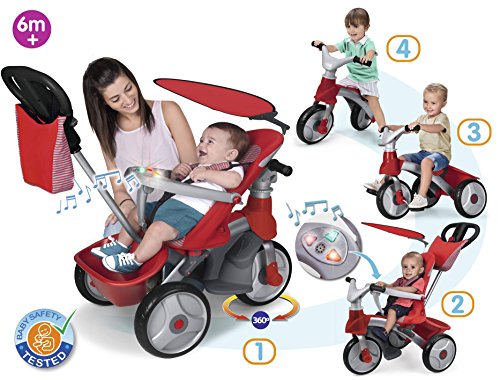FEBER- Baby Trike Easy Evolution, Triciclo, Color Rojo, 24.9 x 14.0 x 11.9 (Famosa 800009473)