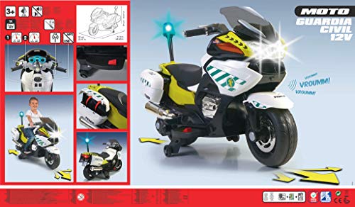 FEBER- Moto de policía, Guardia Civil, Infantil, con batería 12 V, con Luces y Sonido (Famosa 800012841)