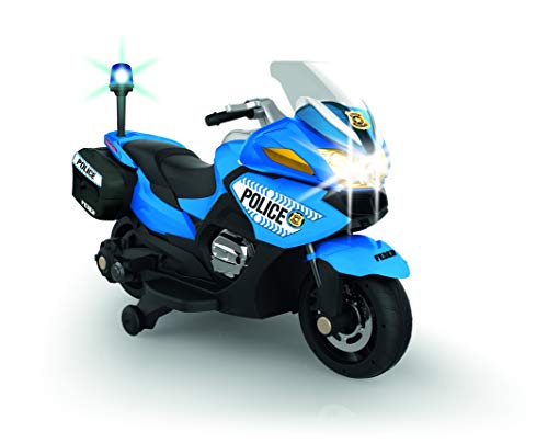 FEBER- Moto depolicía Infantil, con batería 12 V, con Luces y Sonido, Azul (Famosa 800012891)