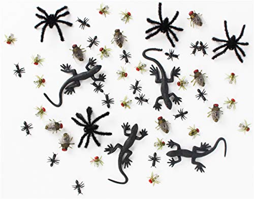 FeiWen Plástico Halloween Plástico Insectos Araña Gecko Hormigas Moscas Halloween Decorar Juguetes (Pequeñas Moscas)