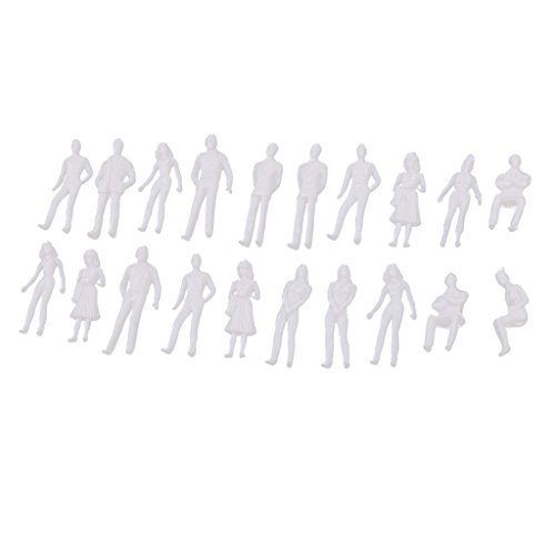 Fenteer 20 Piezas Miniatura Figurita de Personas en Blanco Sin Pintar para DIY (Escala 1:50 1:75 1:100 para Selección) - 1/50 Escala (Altura 3.4-4cm)