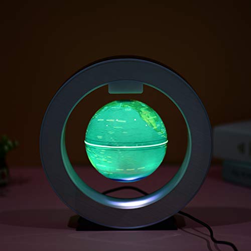 Festnight Globo flotante de leviación magnética de 4 pulgadas,bola de tierra giratoria antigravedad,globo de mapa del mundo levitante con luz LED colorida y base en forma de O para estudiantes