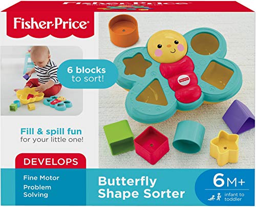 Fisher-Price-Cdc22 Mariposa Descubreformas, Juguete Bebé +6 Meses, color surtido (Mattel CDC22)