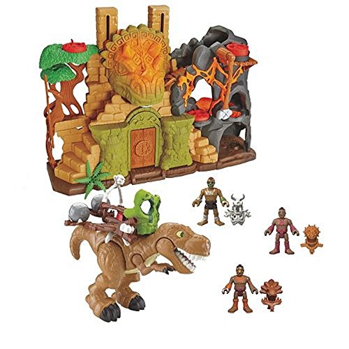 Fisher-Price Imaginext ULTRA Dino Fortress Gift Set - SUPER Playset - incl. T-Rex, catapulta fortaleza con el volcán, Figuras y Accesorios