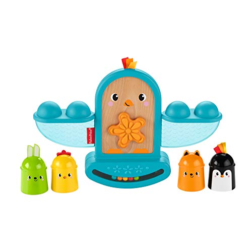 Fisher-Price Pájarito Apila y Suena, juguete apilable con sonajeto bebés +6 meses (Mattel GJW26)
