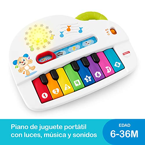 Fisher-Price Piano juega y aprende, juguete musical para bebé +6 meses (Mattel GFK00)