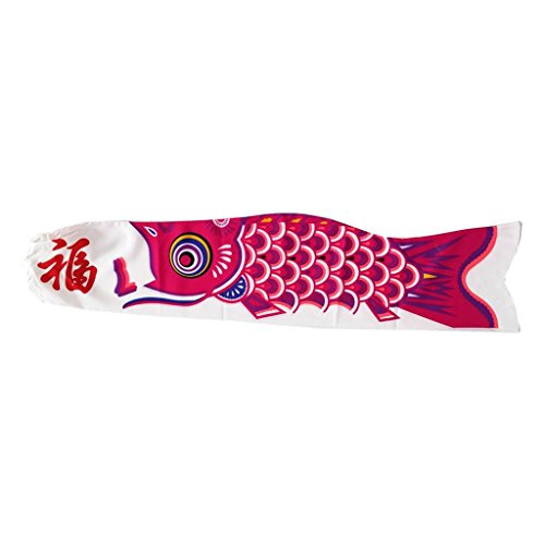 FLAMEER Koinobori Koi Nobori Carp Windsock Streamer Koi Nobori Fish Flag 15-90cm - Rosa roja, 90cm