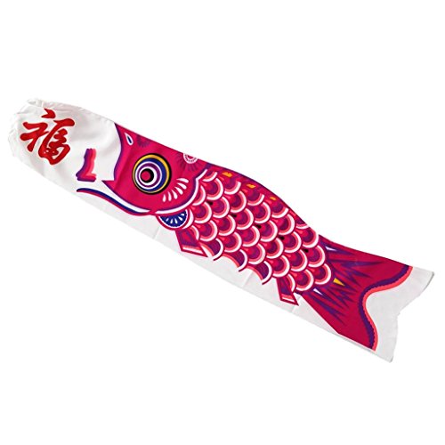 FLAMEER Koinobori Koi Nobori Carp Windsock Streamer Koi Nobori Fish Flag 15-90cm - Rosa roja, 90cm