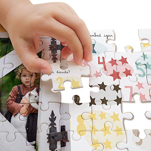 Fotoprix Puzzle Educativo Personalizado con la Foto del niño o de la niña | 5 Modelos Diferentes para coleccionar | Puzzle Infantil de 40 Piezas Grandes | Números (Euskera)