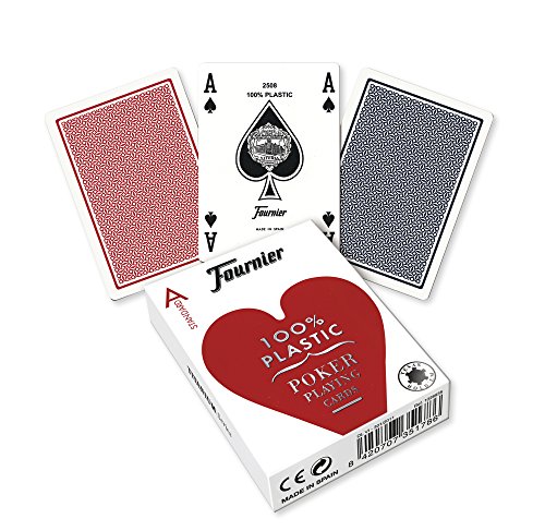 Fournier- Nº 2500 Plástico Baraja de Cartas de Poker Profesional cálidad Casino, Color rojo/azul (1028934)