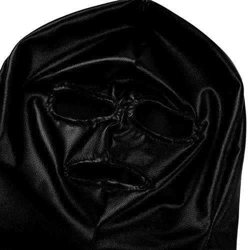 Freebily Pasamontaña Capucha Casco Máscara Disfraz de Fiesta Estirable Permeable al Aire para Adulto Mujer Hombre Cosplay Negro de Látex Talla Única