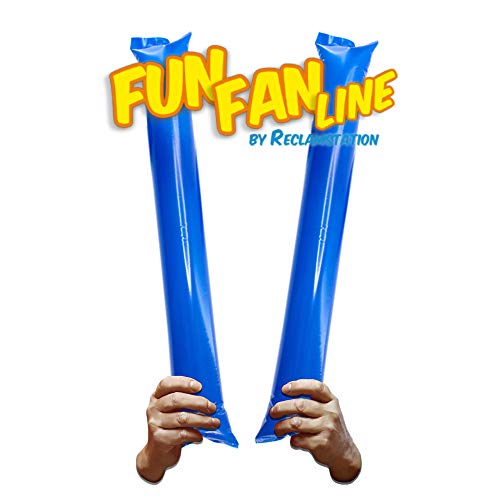 FUN FAN LINE - Pack 10 Pares de Aplaudidores hinchables de plástico. Accesorios ruidosos para Fiestas y animación Deportiva. Palos de Estadio Reutilizables. (Azul, 10)