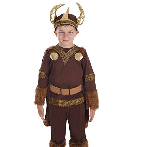 Fun Shack Disfraz de Vikingo Deluxe para niño. Conjunto histórico con Casco con Cuernos de Guerrero nórdico, Talla XL