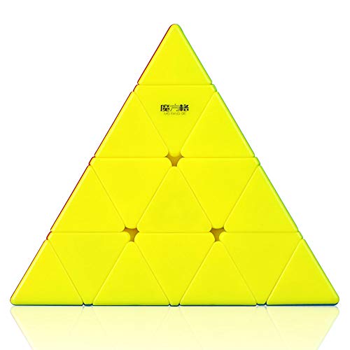 FunnyGoo Mofangge 4x4 triángulo de pirámide pyraminx Cubo de Rompecabezas de Velocidad mágica Cubo con un Soporte de Cubo ( sin Etiqueta )