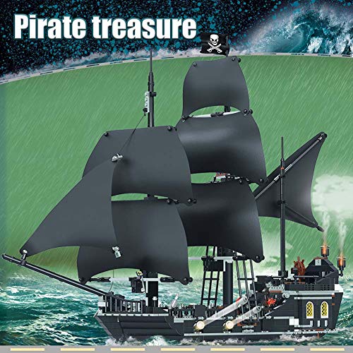 FXQIN Barco Pirata 3D Puzzles Juguete de Montaje Model Kit Caribe Negro Perla del Barco Pirata del Rompecabezas 3D Kit De Construcción De Maqueta de Barco con 6 Mini Figuras Piratas,875 Piezas