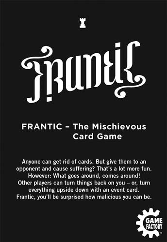 Game Factory 646226 Frantic-The Mischievous Card Game - Juego de Cartas (versión en inglés, Color Blanco y Negro)