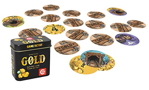 Game Factory 646252 Gold - Mini Juego de Cartas en práctica Caja de Metal, Ideal como Juego de Viaje o Regalo, para 2 a 5 Jugadores