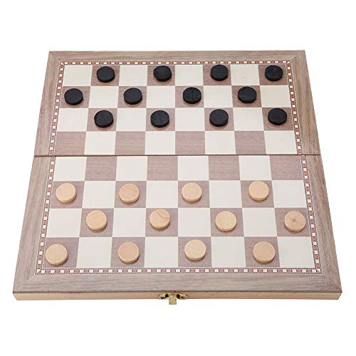 Garosa Juego de ajedrez de Madera, Juegos de ajedrez y ajedrez 3 en 1 y Juego de Tablero de ajedrez Plegable de Backgammon, Juguete portátil de Mesa de Viaje