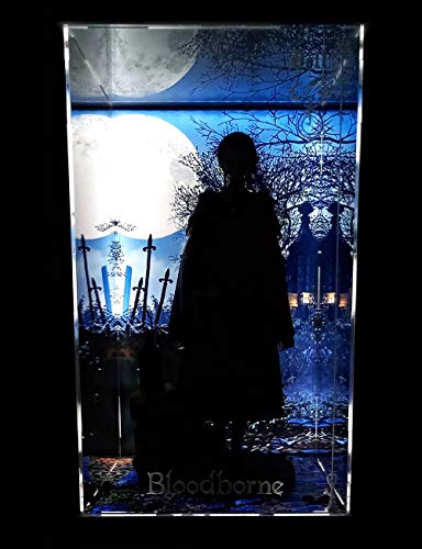 Gecco Bloodborne Cursed Blood muñeca Cementerio vampiro Modelo acrílico marco de la exhibición Caja de luz LED hecho a mano de PVC Figura Modelo GK Display Box Cover Polvo