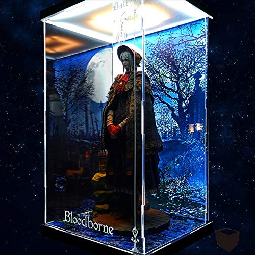 Gecco Bloodborne Cursed Blood muñeca Cementerio vampiro Modelo acrílico marco de la exhibición Caja de luz LED hecho a mano de PVC Figura Modelo GK Display Box Cover Polvo