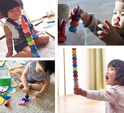 Gibot Lápices de colores para niños, agarre de palma de la mano, surtido de 12 colores, apilables y apto para niños pequeños, producto seguro y no tóxico.
