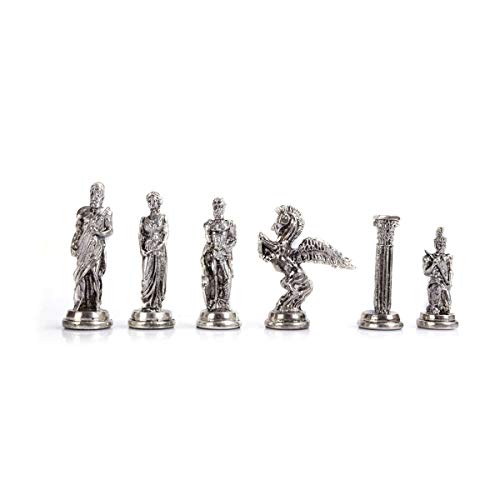 GiftHome Pegasus - Juego de ajedrez de metal de tamaño mediano para adultos, piezas hechas a mano y diseño de mármol, tablero de ajedrez de madera King 3.35 inc
