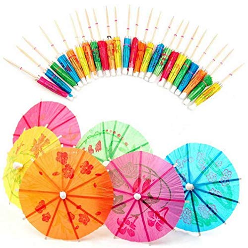 Gifts 4 All Occasions Limited - Juego de 144 paraguas de papel para cóctel, parasoles tropicales para fiestas, comida, bebidas, decoraciones, multicolor , color/modelo surtido
