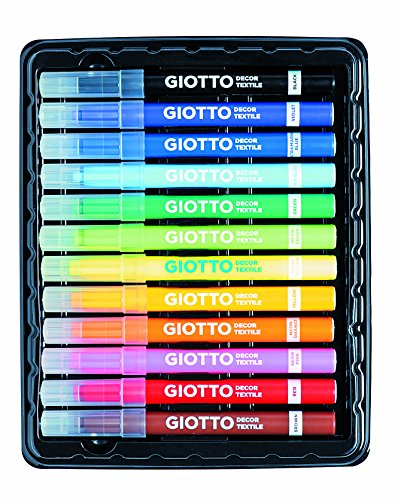 Giotto 494900 - Pack de 12 rotuladores decorativos para tejidos, Permanente