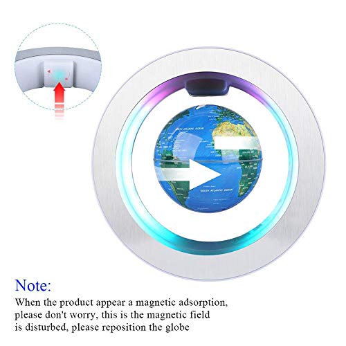 Globo magnético de la levitación globo de rotación del mapa del mundo con luces LED Globo Flotante de levitación magnética para decoraciòn en Oficina y casa para los niños regalo 4 pulgadas(Azul)