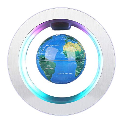 Globo magnético de la levitación globo de rotación del mapa del mundo con luces LED Globo Flotante de levitación magnética para decoraciòn en Oficina y casa para los niños regalo 4 pulgadas(Azul)