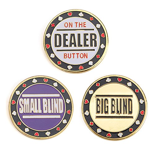 GOGO Juego de 3 botones de metal para póquer – Persiana pequeña, ciega grande y distribuidor