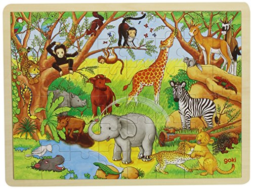 Goki- África Puzzles de Madera, Multicolor (57892)