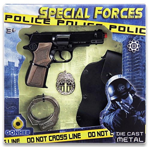 Gonher-Pistola policia Esposas, Color Negro, sin Talla (425/6)